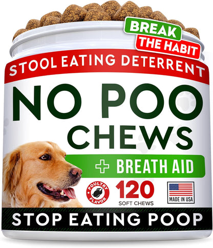 STRELLALAB No Poo Chews for Dogs - Coprophagia & Stool Eating Deterrent with Probiotics, Digestive
