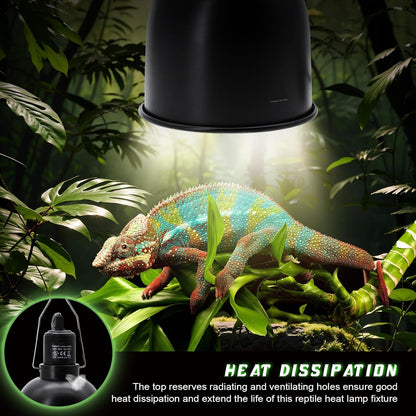 Reptile Light Fixture with Dimming Switch and Timer, 5.5 Inch Deep Dome Reptile Heat Lamp Fixture