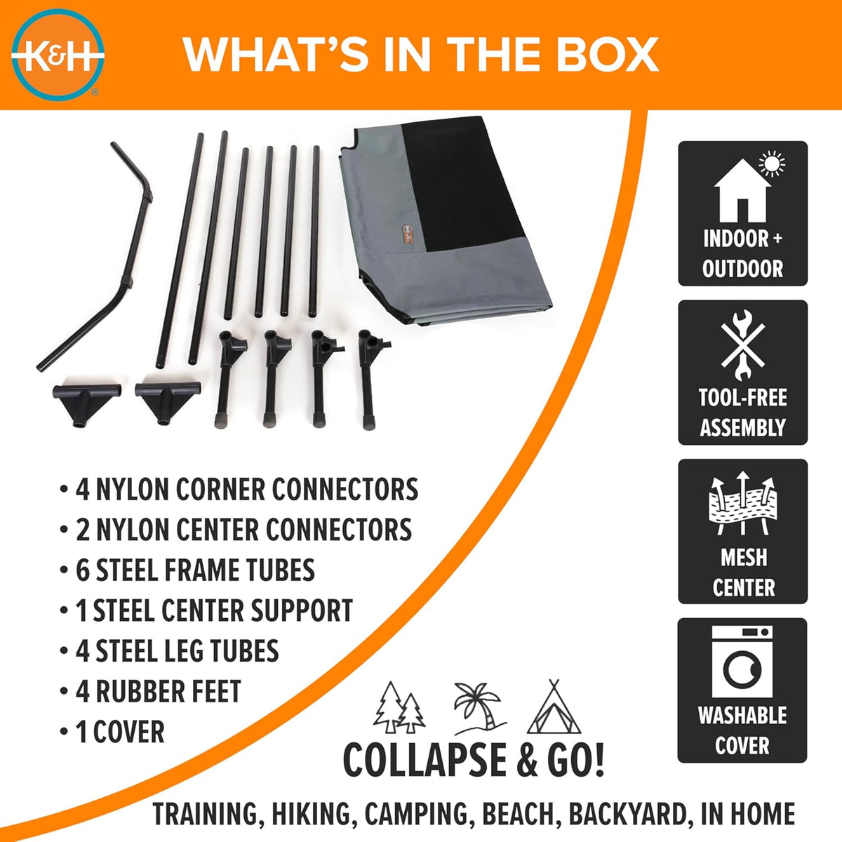 K&H Pet Products Outdoor Elevated Dog Cot, Breathable Cooling Elevated Cot Hammock Pet Bed for XL