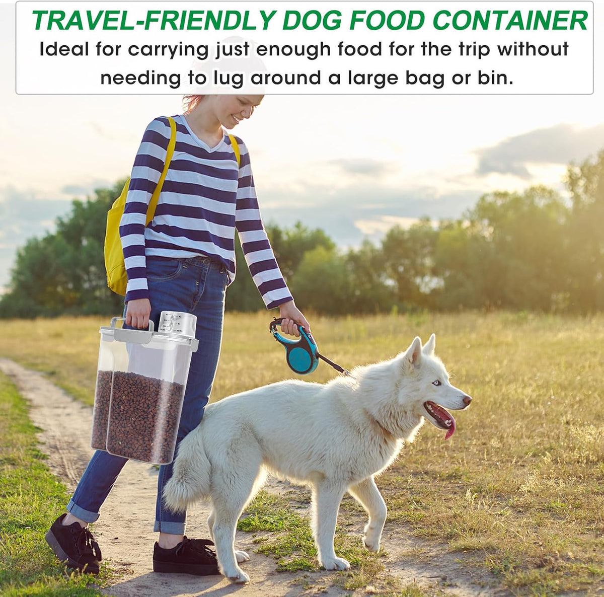 TBMax Cat Dog Food Storage Container 5 to 7 lbs with Pet Can Cover and Mixing Spoon, Airtight Pet