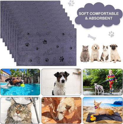 Chumia 8 Pcs Dog Towels for Drying Dogs Cats Pet Towels Bulk Puppy Microfiber Quick Drying Paw Bath