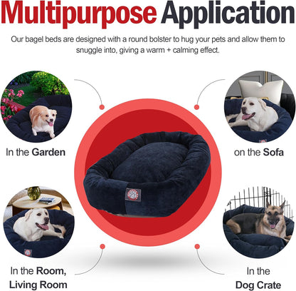 Majestic Pet 52 Inch Micro Velvet Calming Dog Bed Washable 52x35x11 (inch) – Cozy Soft Round Donut