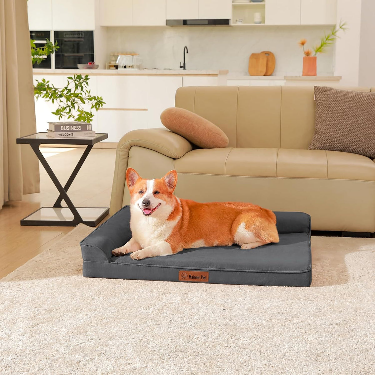 Upgraded Large Dog Bed, 3" Memory Foam with Waterproof Liner, Chew Resistant Microsuede Cover