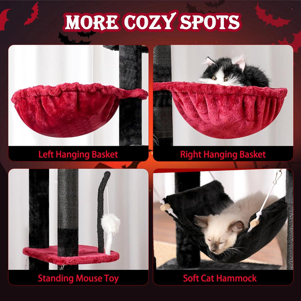 Gothic Cat Tree for Large Cats, 78.7"(200cm) Tall Cat Tower for Indoor Cats Multiple Cats with