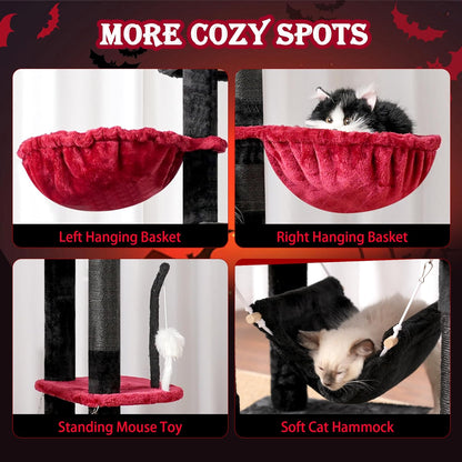Gothic Cat Tree for Large Cats, 78.7"(200cm) Tall Cat Tower for Indoor Cats Multiple Cats with