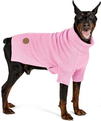 cyeollo Dog Sweater Knitwear Turtleneck Soft Knitwear Pullover Sweaters with Leash Hole Warm Dog