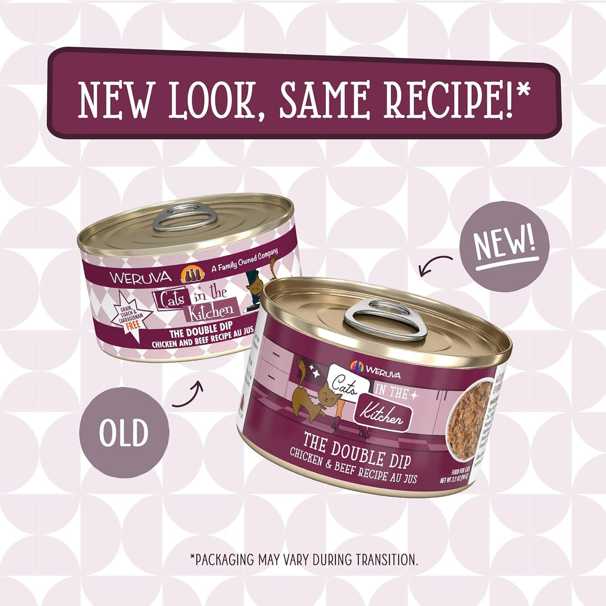 Weruva Cats in The Kitchen, The Double Dip with Chicken & Beef Au Jus Cat Food, 3.2oz Can (Pack of
