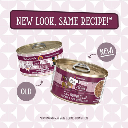 Weruva Cats in The Kitchen, The Double Dip with Chicken & Beef Au Jus Cat Food, 3.2oz Can (Pack of