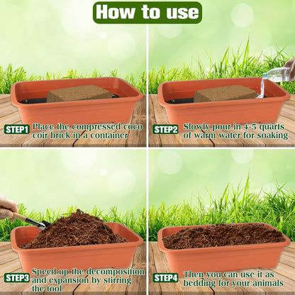ZeeDix 2Pcs Compressed Coconut Fiber Substrate, 100% Organic Coco Coir Fiber Brick Substrate Fluffy
