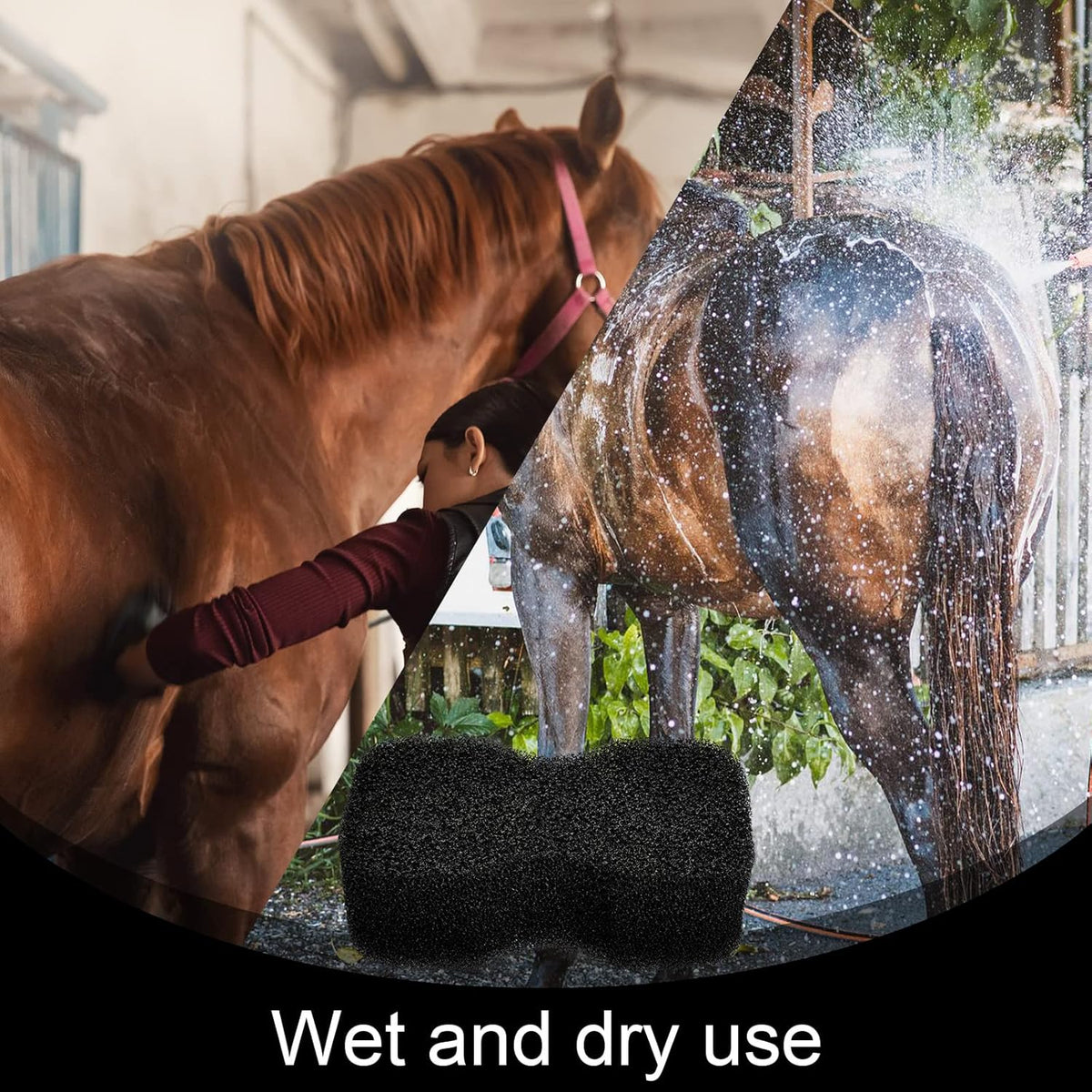 Eaasty 3 Pcs Horse Groomer Sponge Scrubber Massager Horse Grooming Brush Kit Supplies Large Soft