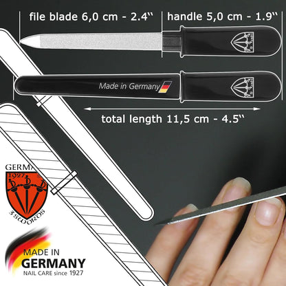3 Swords Germany - Brand Quality Double Sided (fine & coarse) Sapphire Metal Pocket Nail File (1