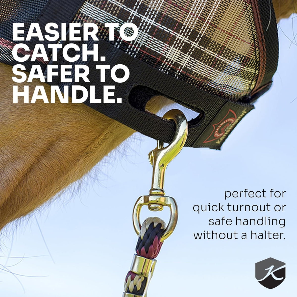 Kensington 90% UV Fly Mask Halter CatchMask UViator - Without Ears & Forelock Freedom Web Trim