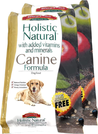 Bench & Field Holistic Natural Adult Dry Dog Food, Chicken Meal and Brown Rice Recipe 12 lb Bag
