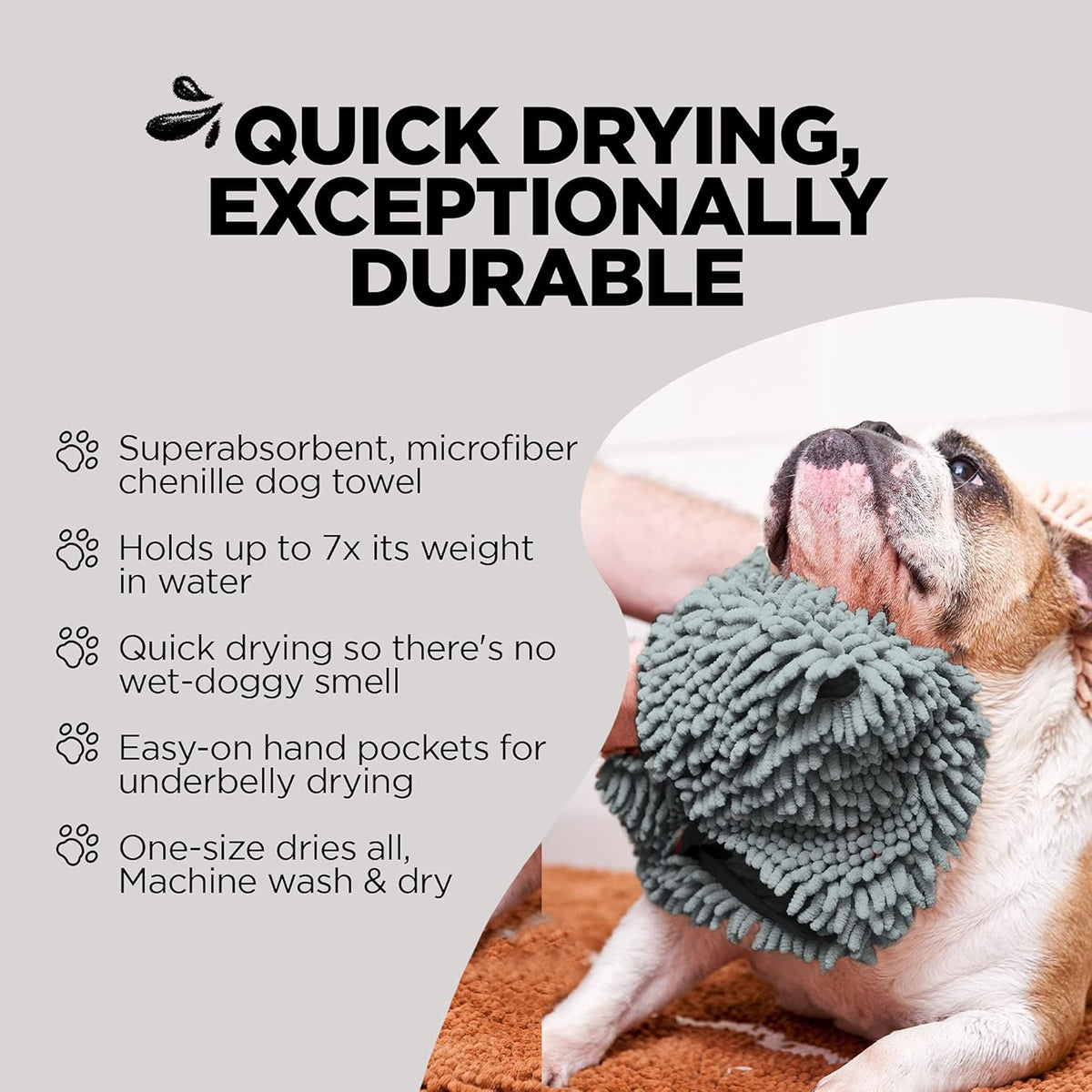 Soggy Doggy Super Shammy Dog Towel - Microfiber Chenille Towel for Drying Dogs and Cleaning Paws