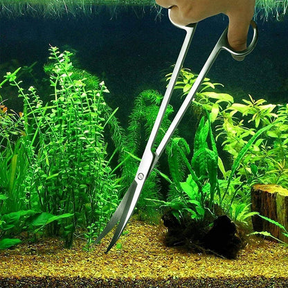 15in Aquascaping Tools, 4 in 1 Long Aquarium Tweezers Scissors Spatula, Stainless Steel Aquatic