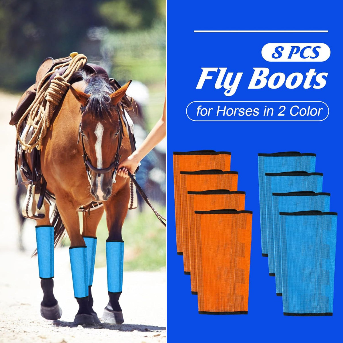 8 Pcs Mesh Fly Boots for Horse Breathable Mesh Horse Boots Protective Horse Leg Wraps Horse