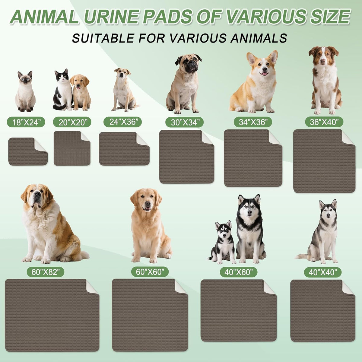 Washable Pee Pads for Dogs, 2 Pack Reusable Puppy Pads Dog Pads, Non-Slip Dog Pee Pads, Leakproof