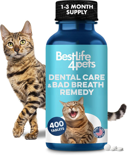 Cat Dental Supplement for Bad Breath, Tartar & Gum Support – Natural Oral Tablets for Fresh Breath