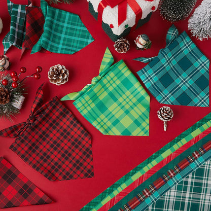 Abbylike 200 Pcs Christmas Dog Bandanas Bulk Xmas Red and Green Buffalo Plaid Bandanas for Dogs
