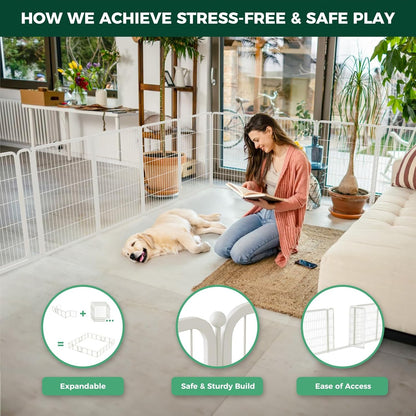 FXW Homeplus Unleashed Indoor Dog Playpen - Stress-Free and Safe Play, Heavy Duty 40 Inch 8 Wire