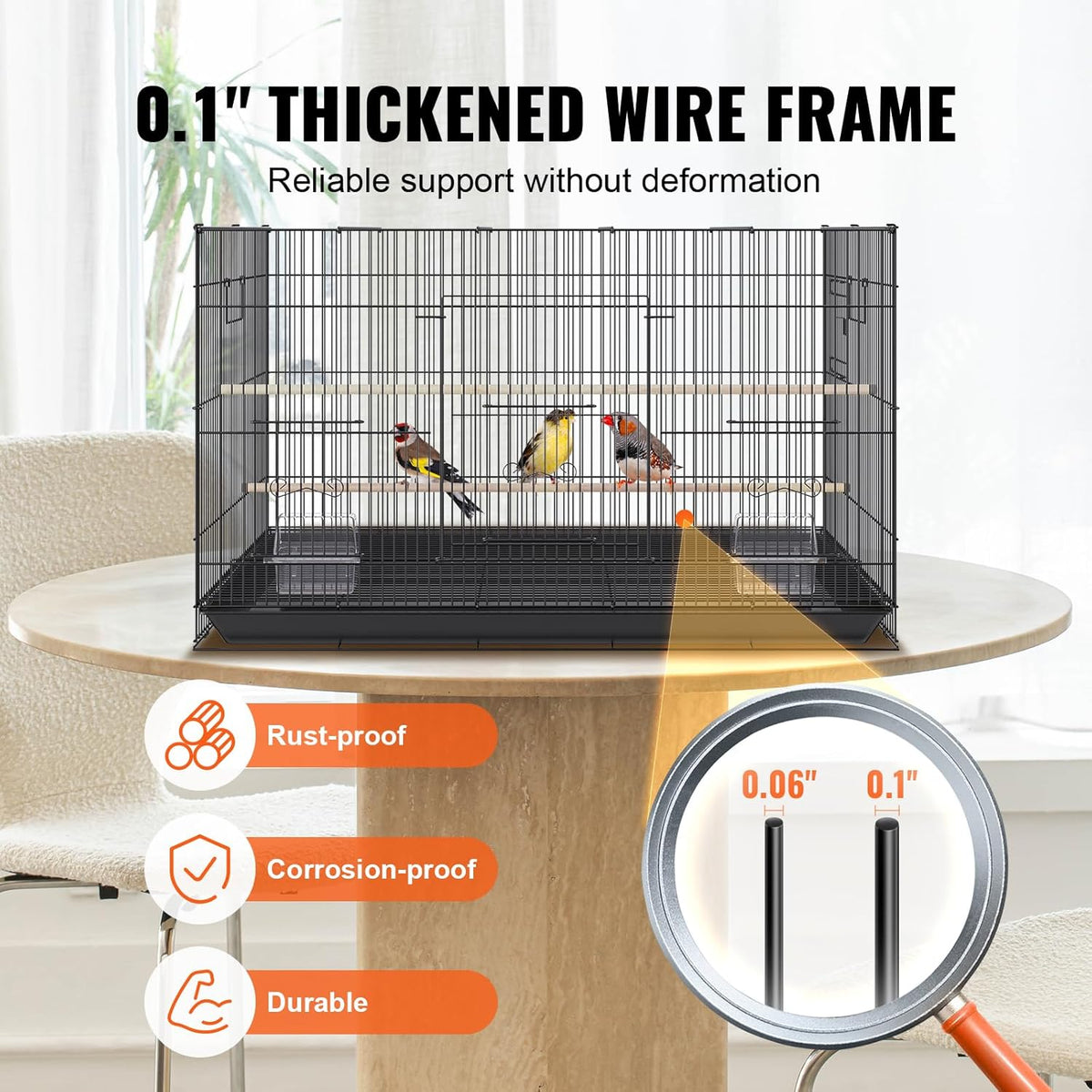 VEVOR 30 Inch Flight Bird Cage, Stackable Bird Cage Parakeet Cage with Slide-Out Tray and Handle