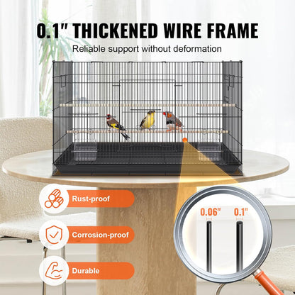 VEVOR 30 Inch Flight Bird Cage, Stackable Bird Cage Parakeet Cage with Slide-Out Tray and Handle