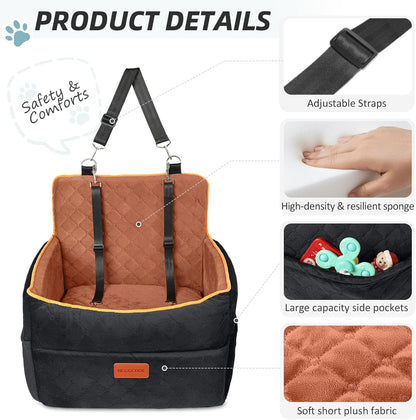Small Dog Car Seat, Memory Foam Dog Booster Seats with Thick Cushion for Medium Dogs Under 35lbs