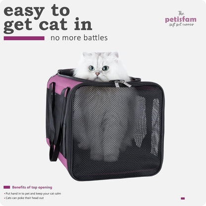 petisfam Soft Pet Carrier for Large and Medium Cats, 2 Kitties, Small Dogs. Easy to Get Cat in