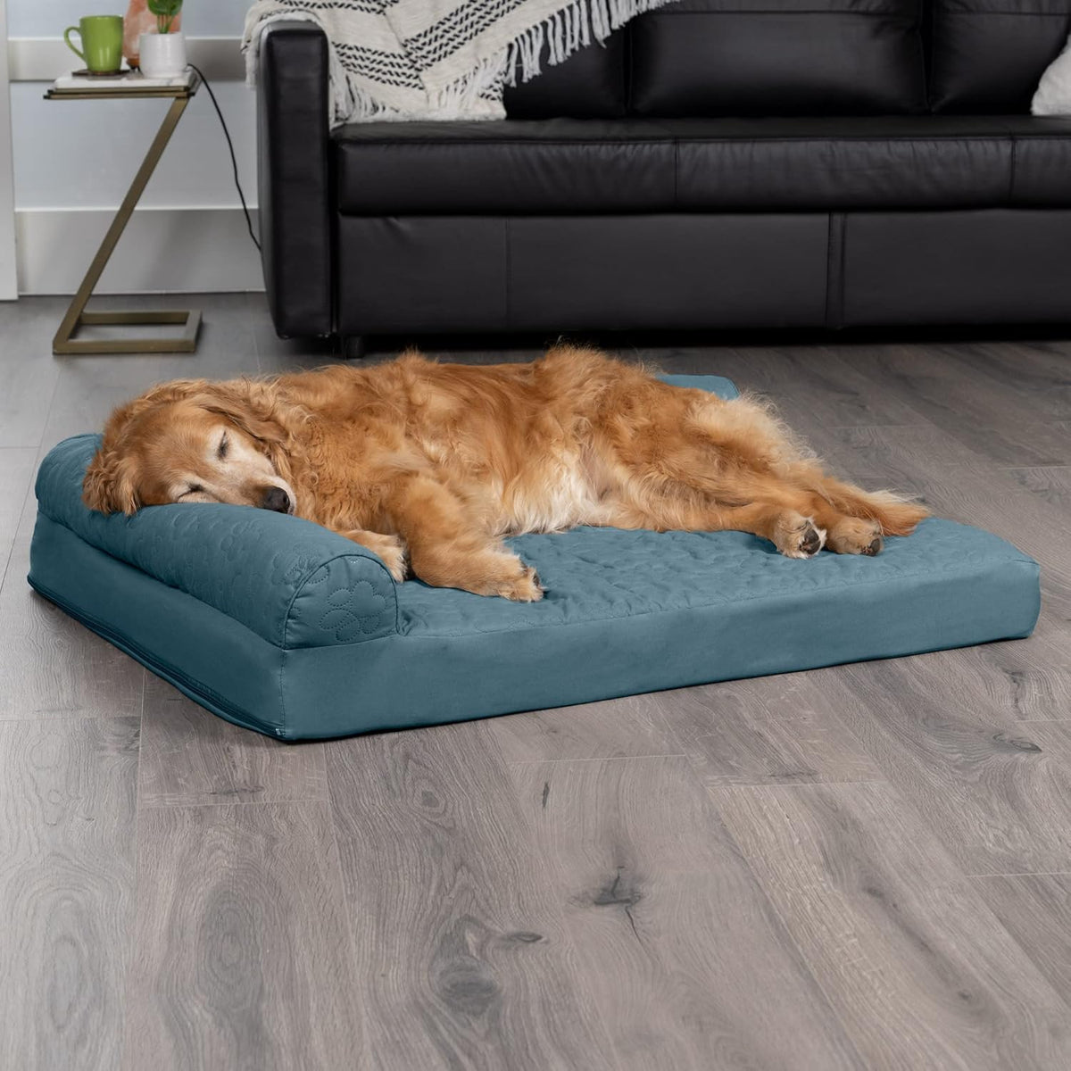 Furhaven Cooling Gel Dog Bed for Large Dogs w/ Removable Bolsters & Washable Cover, For Dogs Up to
