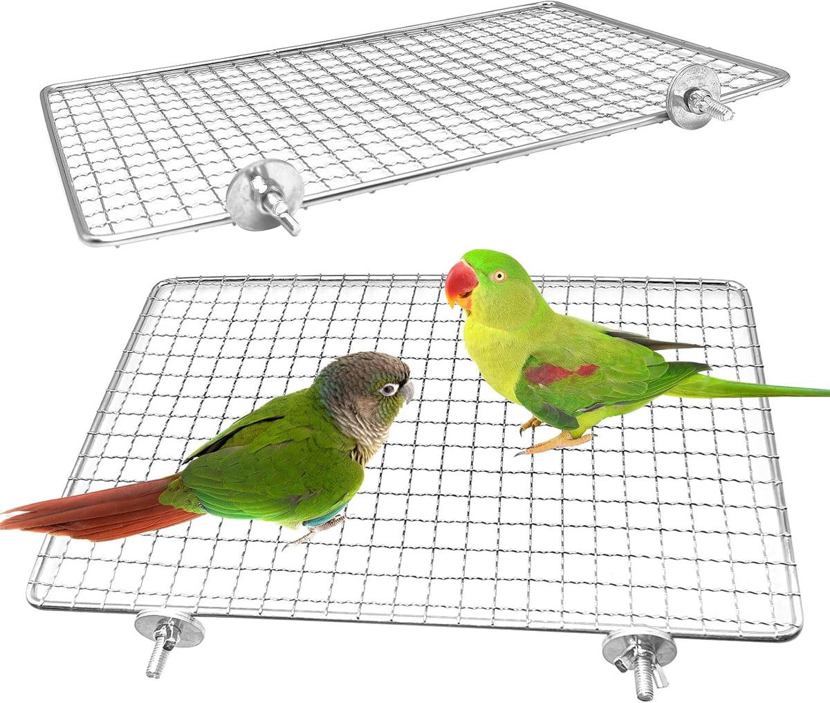 BNOSDM 2 Pack Bird Perch Platform 11x7in Stainless Steel Birds Perches Parrot Shelf Training Stand