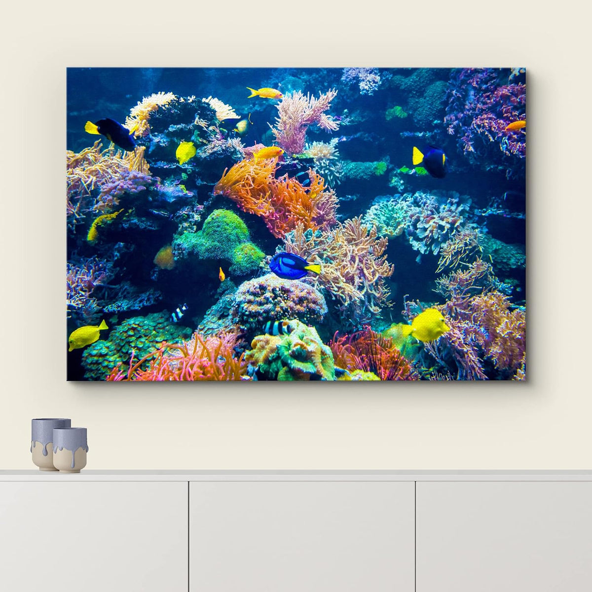 wall26 Canvas Print Wall Art Vibrant Multicolor Coral Reef Fish Ecosystem Nature Animals