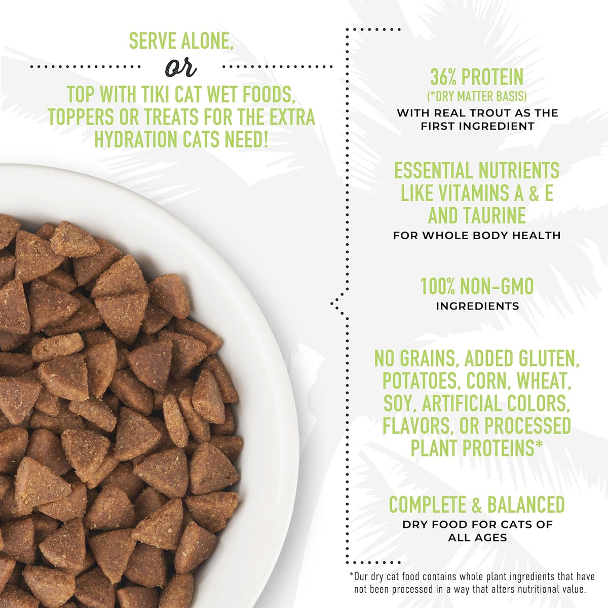 Tiki Cat Born Carnivore Indoor Health, Trout & Menhaden Fish Meal, Grain-Free Baked Kibble to
