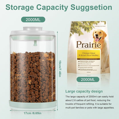 Dog Treat Container Airtight Jar 2.2Qt/2L, Glass Food Jars with One-Touch Lid for Dog or Cat