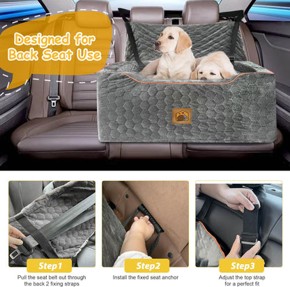 Dog Car Seat for Medium/Large Dog Booster Seat Under 60 lbs or 2 Small Dogs, Multi-Functional Pet