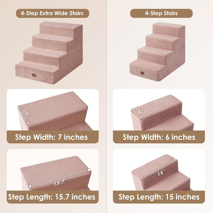 EHEYCIGA Dog Stairs for Bed 20" H, 4-Step Extra Wide Dog Steps for High Bed, Pet Steps for Small