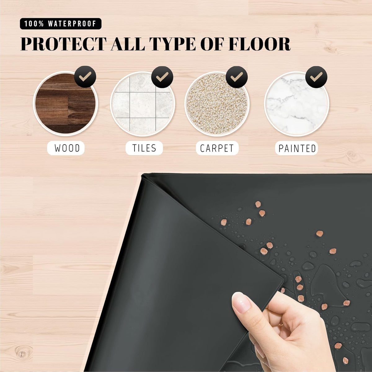 AVERYDAY 18x10'' Silicone Dog Mat for Food and Water, 0.63'' Edge Dog Food Bowl Mats for Floor
