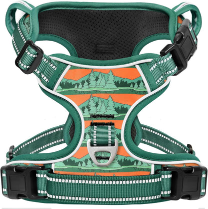 Timos No Pull Dog Harness,No Choke Front Clip Dog Reflective Harness,Adjustable Soft Padded Pet