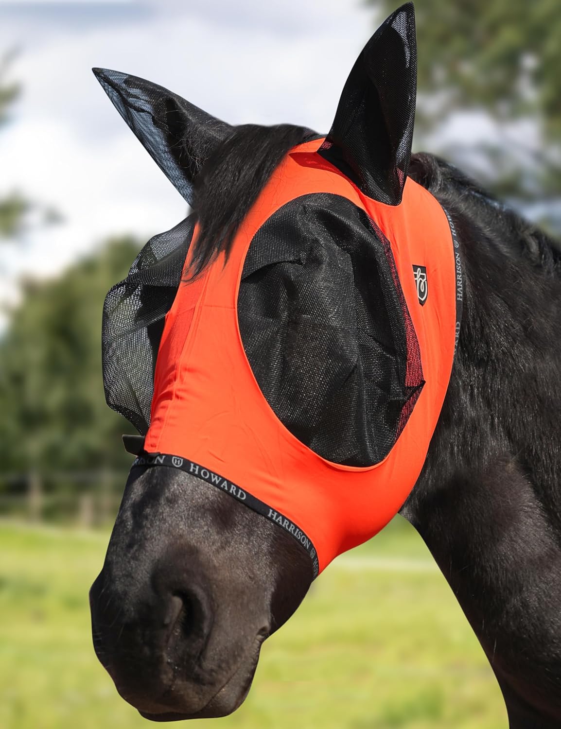Harrison Howard Horse Fly Mask with Forelock Opening Stretch Breathable and Comfortable for Horses