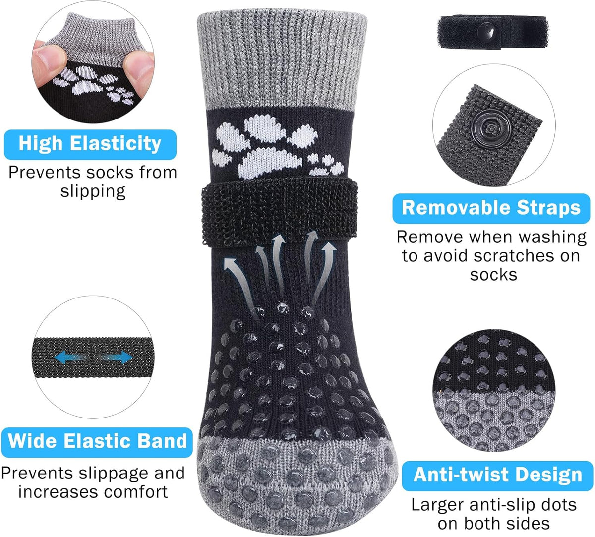 SCENEREAL Anti Slip Dog Sock to Prevent Licking Paws for Hardwood Floors, Boots & Paw Protector