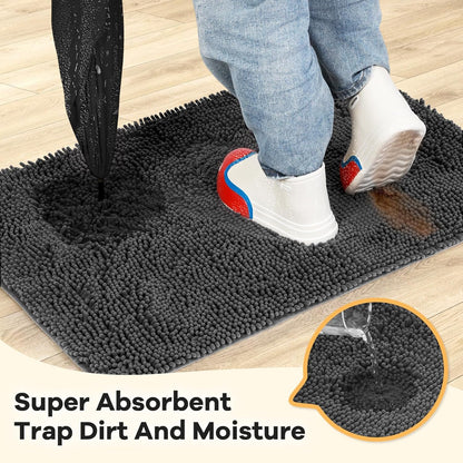 Absorbent Dog Door Mat for Muddy Paws, 72" x 48" Chenille Indoor Mats for Entryway, Trap Dirt Front