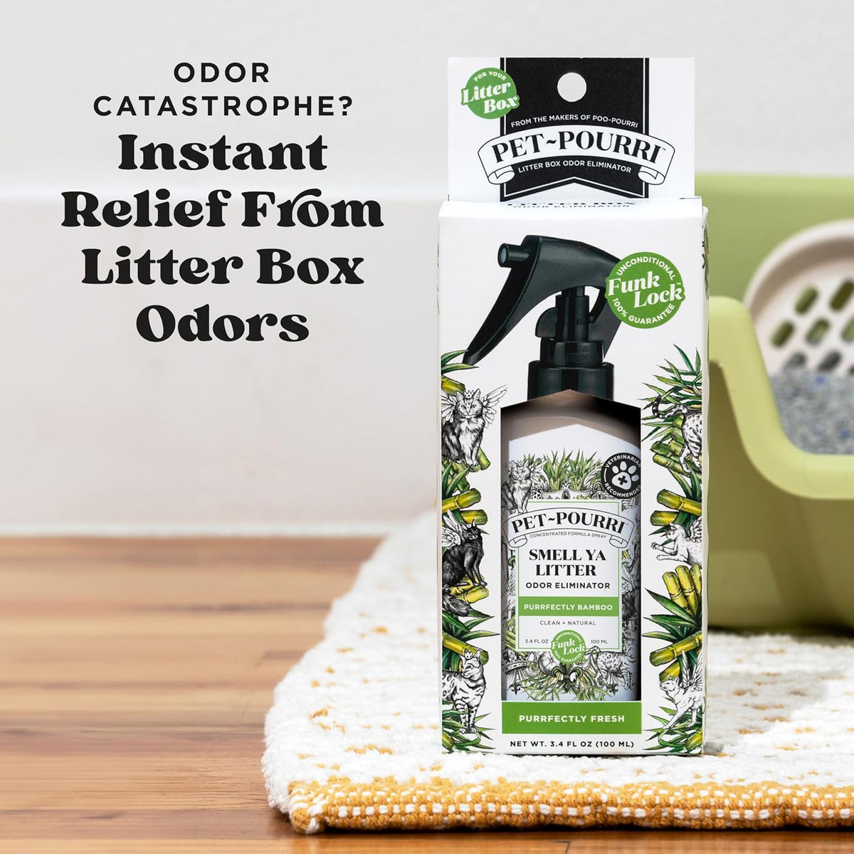 Pet-Pourri Smell Ya Litter Cat Litter Deodorizer Spray, 3.4 Fl Oz, Up to 170 Uses, Pet Odor Remover