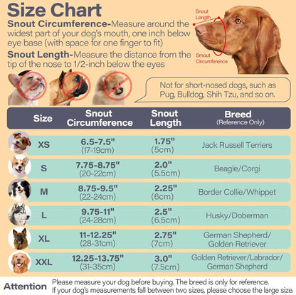LUCKYPAW Dog Muzzle for Large Medium Small Dogs, Patented Mesh Muzzle to Prevent Biting Chewing