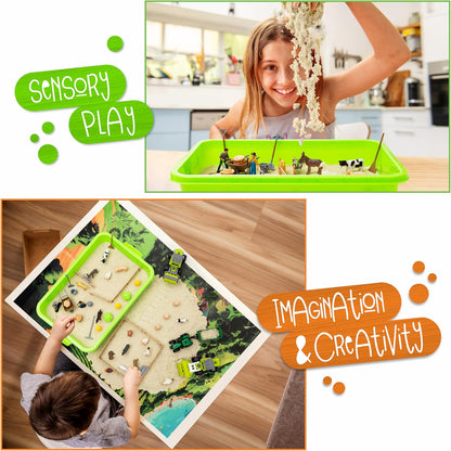 59 PCS Farm Sensory Bin Sandbox with Lid, 2.2 LB Sensory Sand, 40 Toddler Farm Toys, 3 Take Apart
