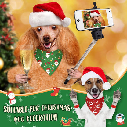 Weewooday 50 Pcs Christmas Bandanas for Dogs Xmas Bandanas Bulk with Santa Snowflake Candy Cane