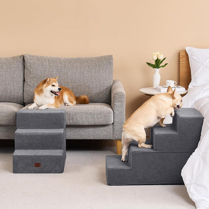 EHEYCIGA Dog Stairs for Bed 20" H, 4-Step Extra Wide Dog Steps for High Bed, Pet Steps for Small