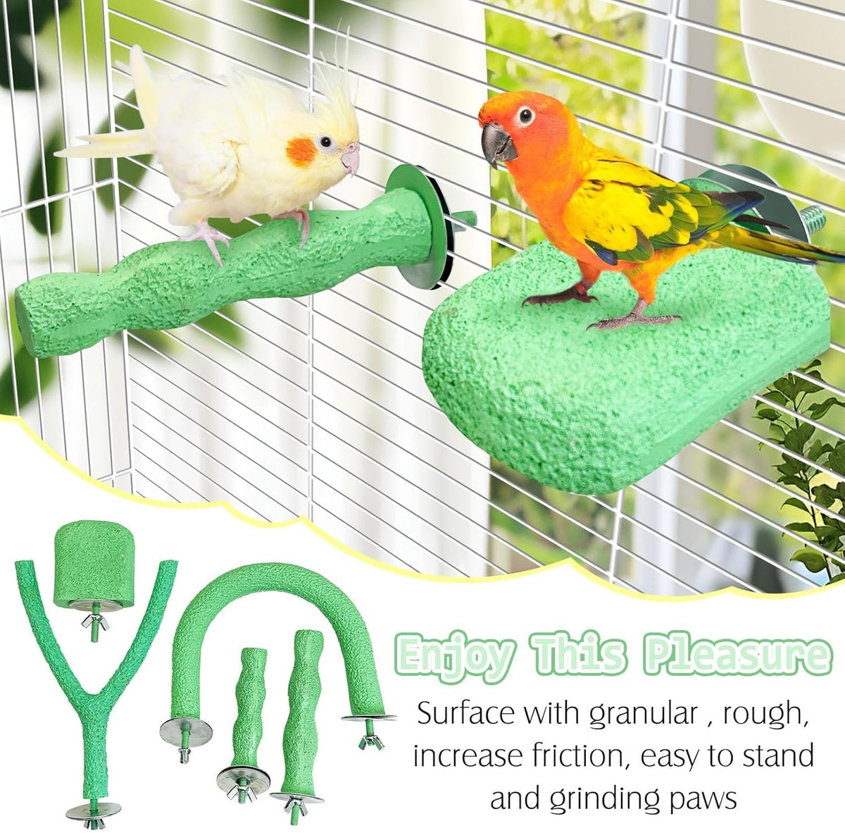 PINVNBY 5 Pack Bird Perch Resin Bird Beak Grinding Stone Parrot Cage Perch Stand Platform Foot