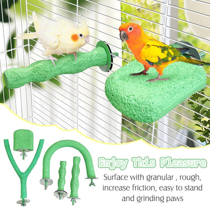 PINVNBY 5 Pack Bird Perch Resin Bird Beak Grinding Stone Parrot Cage Perch Stand Platform Foot