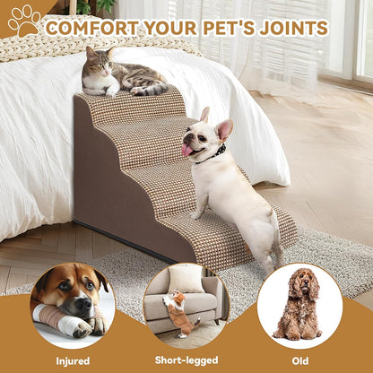 Dog Ramp and Stair for Bed 16" H-20 H,3-Step Cat Stair for Sofa and Chair,4-Step Dog Ramp for High