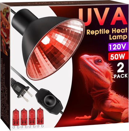 Briignite Reptile Heat Lamp Red, Reptile Night Lamp 50W, G9 Heat Bulb & Dome Reptile Light Fixture