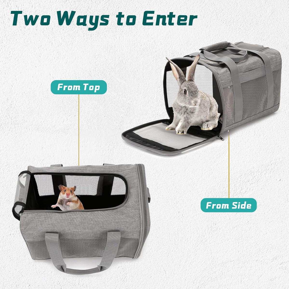 PINVNBY Small Pet Carrier, Guinea Pig Carrier, Bunny Carrier for Travel Camping Outdoor, Breathable